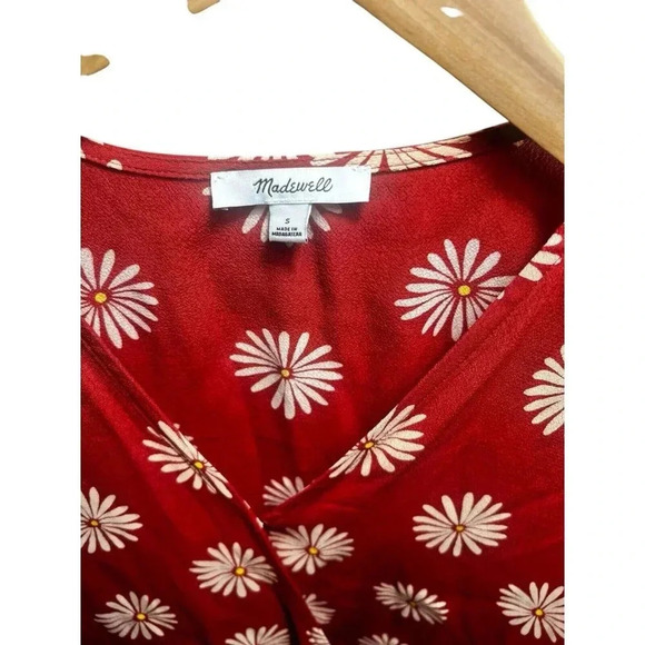Madewell Daisy Daydream Cropped Cross Wrap Sash Tie Short Sleeve Top S Button - Picture 5 of 10